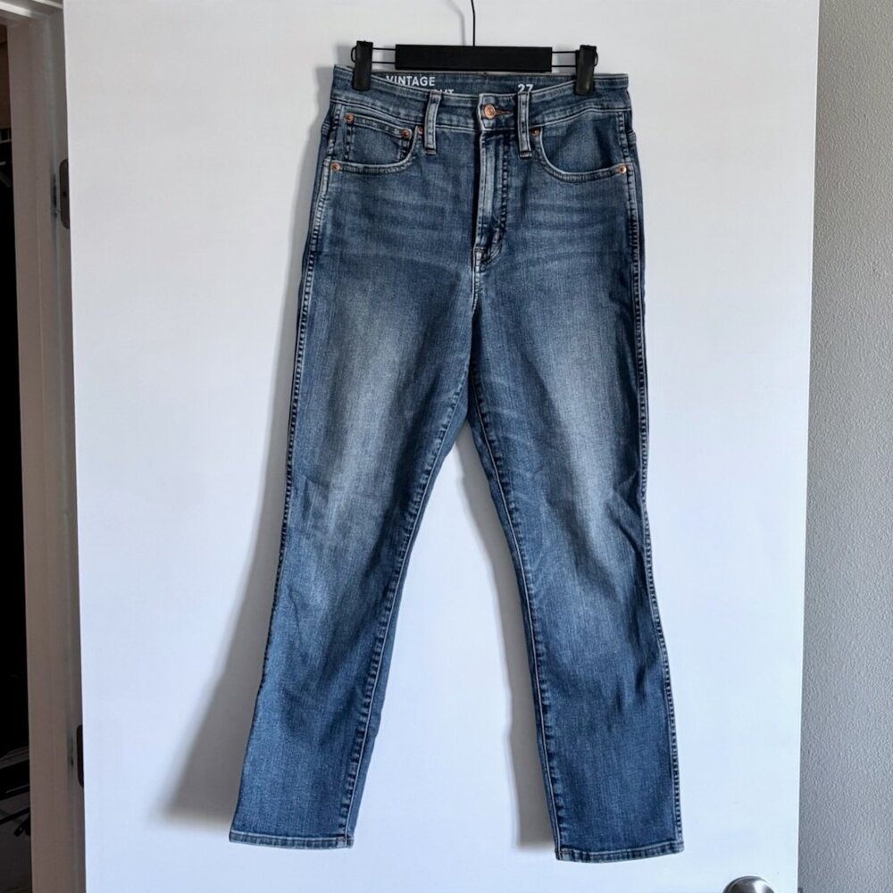 J Crew Curvy Vintage Slim Straight Jean in Medium Light Blue Warm Surf Size 27 - Picture 3 of 11